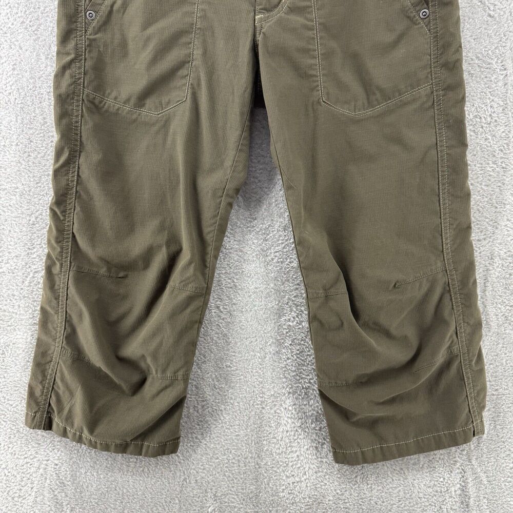 Y2K Kuhl Crop Pants Women 2 Green Pockets Drawstring Low Rise Embroidered - Picture 4 of 16